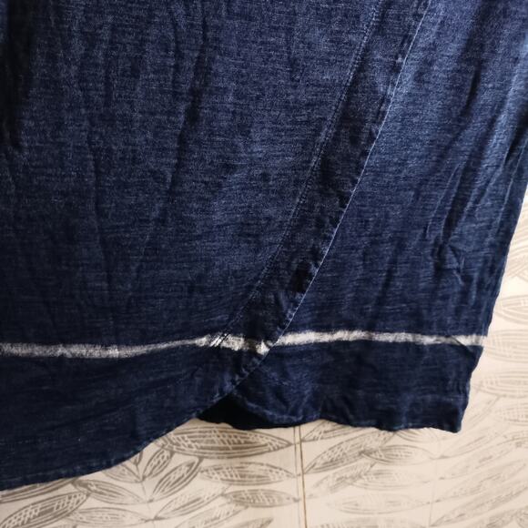 PureJill J Jill Indigo Blouse Sleeveless Tunic Length Cotton Modest Boho - Picture 6 of 7